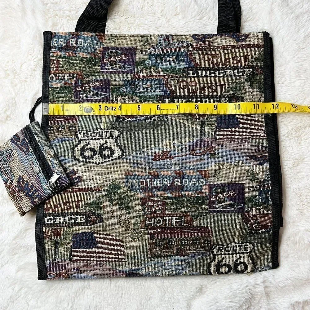 Vintage Pioneer Express Route 66 Tapestry Canvas Tote‎ NWOT